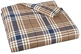AmazonBasics Yarn-Dyed Lightweight Flannel Duvet Cover - Full/Queen, Brown Plaid