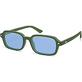 SOJOS Trendy Rectangle Polarized Sunglasses Womens Mens, Small Retro Fashion Thin Slim Square Sunnies SJ2610