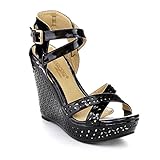 Dbdk Cree-1 Women's Ankle Strap Crossing Platform Wedge Sandals
