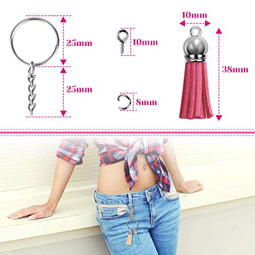 image for Keychain Tassles, Cridoz 200pcs Bulk Keychain Rings Set Includes 50pcs