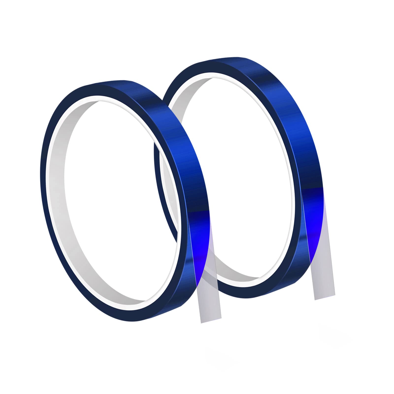 AIEX 2 Rolls 10mm Width Heat Resistant Tape, Clear Heat Tapes, Sublimation Heat Transfer Tape, Transparent Tape Rolls for DIY Crafts (Blue)