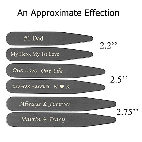 Personalized Master Free Engraving Custom 6-12pcs 3 Sizes Stainless Steel Collar Stays Mens Dress Shirt Bones Stiffeners+Gift Box - Thumbnail 2