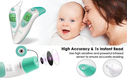 Baby Thermometer - Infrared Digital Thermometer/Most Accurate Thermometer for Kids & Women & Object, Forehead and Ear Thermometer with Instant Read and Fever Indicator, BBT Thermometer for Women