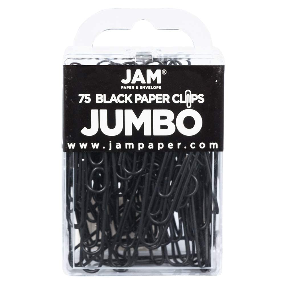 JAM PAPER Colourful Jumbo Paper Clips - Large 50.8 mm - Black Paperclips - 75/Pack — image 1