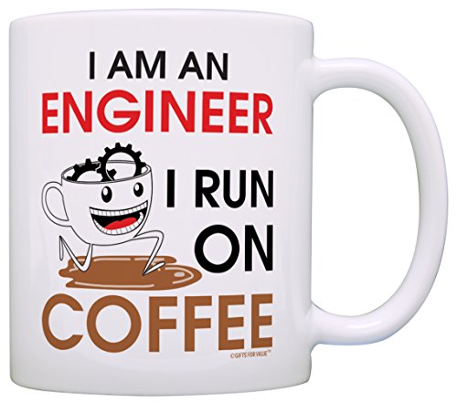 Coffee Lovers Gift I am an Engineer I Run on Coffee Dad Gift Grandpa Gift Coffee Mug Tea Cup White