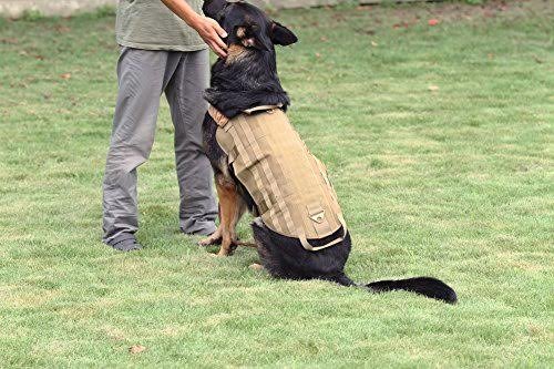 TACTICAL DOG VEST HARNESS K9 MOLLE HUNTING MILITARY HOOK AND LOOP PATCH PANEL XS, S, M, L, XL (COYOTE DESERT TAN, S: Chest up to 19") - Thumbnail 7