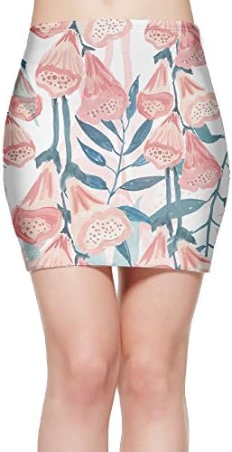 Mini Pencil Skirt Flower Watercolour Slim Tight Sexy Stretch Bodycon Short Skirt for Lady Women Party
