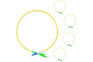 5Pcs 0.5 Meter Fiber Optic Patch Cord SC for APC to LC UPC, Simplex Single Mode Fiber Cable Jumper OS2 G652D 9/125μm, 1310nm/