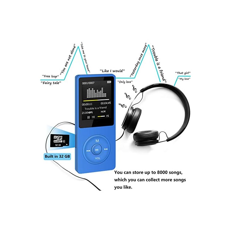 MP3 Player 32GB MP3 Music Player With Voice Recorder And FM Radio, Hi