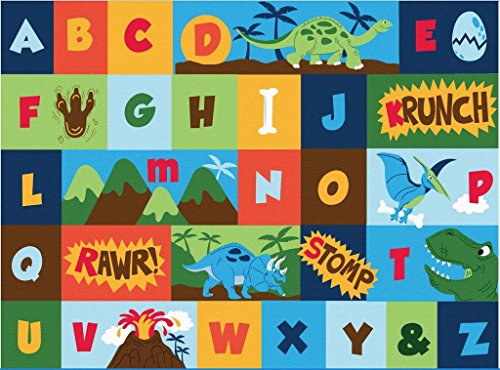 Gertmenian Teach Me Alphabet Learning Carpets Dinosaur Friends Educational Play Mat Bedding Area Rug, 40