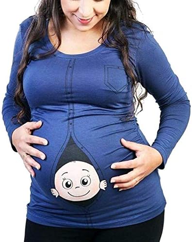 Women Maternity Top Top Funny Pregnancy Fashion Brands Long Loading Baby Sleeve Shirt Long Sleeve Round Neck Comfortable Soft Maternity T Shirt Maternity Shirt