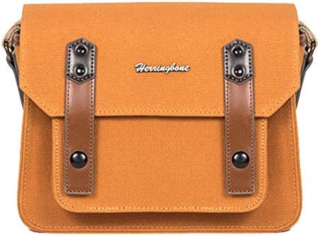 Herringbone Camera Bag Canvas Shoulder Bag DSLR Case Messenger Bag Shockproof insert SLR Gadget Bag for Nikon Sony Canon Olympus Papas Pocket Mini H0752 Sand
