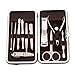 Queentools 11pcs Stainless Steel Nail Clipper Set Manicure Pedicure Set Grooming Kit with a Brown PU Leather Case for Tools