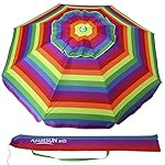 Ammsun 6.5 ft Outdoor Patio Beach Umbrella Sun Shelter Sahde with Tilt and Carry Bag UPF 50+ Multicolor Red