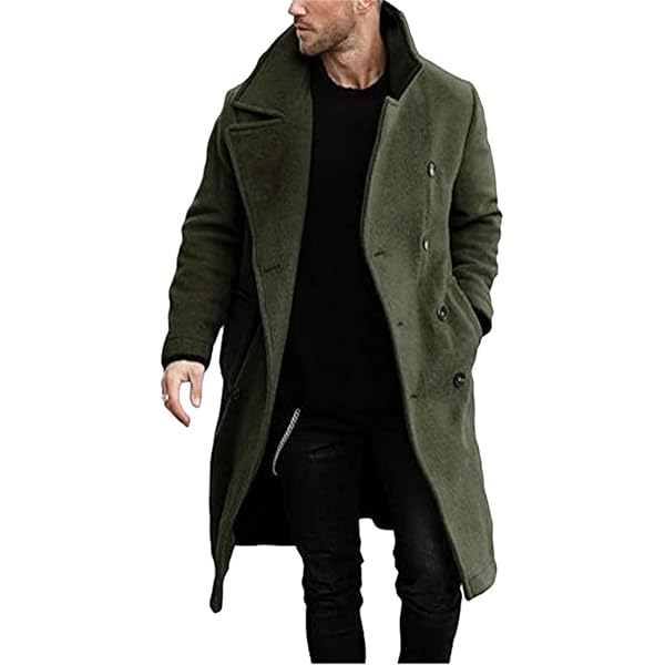 Men's Wool Blend Pea Coat Business Suit Single Breasted Jacket