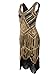 Vijiv Women's 1920s Gastby Inspired Sequined Embellished Fringed Flapper Dress