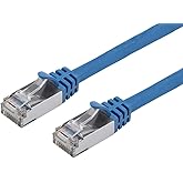 Monoprice Cat7 2ft Blue Patch Cable Double Shielded (S/FTP) 26AWG 10G Pure Bare Copper Snagless RJ45 Entegrade Series Ethernet Cable