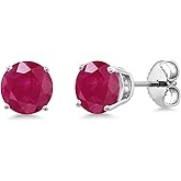 Gem Stone King 925 Sterling Silver Gemstone Birthstone Stud Earrings for Women Men | Round 6MM | Fine Jewelry Gifts for Her Him Mom Dad Wife