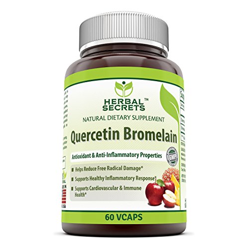 Herbal Secrets Quercetin 800 Mg with Bromelain 165 Mg, 60 Veggie Capsules (Non-GMO) -Supports Cardiovascular & Immune Health * Supports Healthy inflammatory Response *