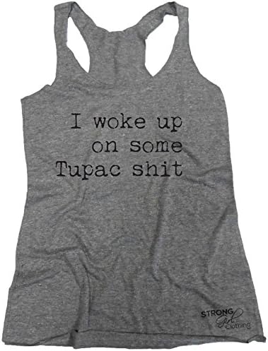 SGC Women's Woke Up On Some Tupac Shit Tank Top (2XL, Heather Grey)
