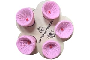 TSREDHERO Bee Drinking Cup Resin,Bee Cups for Garden,Bee Insect Drinking Cup,Mini Drinking Cups Used by Bees in gardens. (Pink)