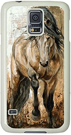 Hard Case Shell for Samsung Galaxy S5 Covered with Running Horse Painting,Customized White Plastic Cover Skin for Samsung Galaxy S5 I9600