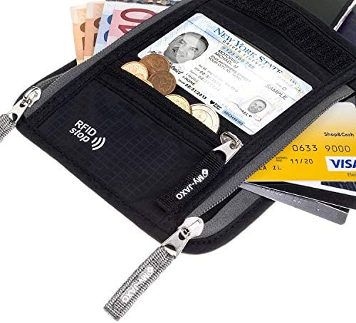 My-JAXO Premium Family Travel Neck Pouch Wallet Safety Passport Holder Keep Cash And Documents Safe for Men and Women Peace Of Mind on your Travel with RFID Blocking Black, Grey, Red 6 My-JAXO Premium Family Travel Neck Pouch Wallet Safety Passport Holder Keep Cash And Documents Safe for Men and Women Peace Of Mind on your Travel with RFID Blocking Black, Grey, Red