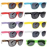 SCLM Wayfarer 80's Style Sunglasses 10 Bulk Pack Lot Neon Color Party Glasses