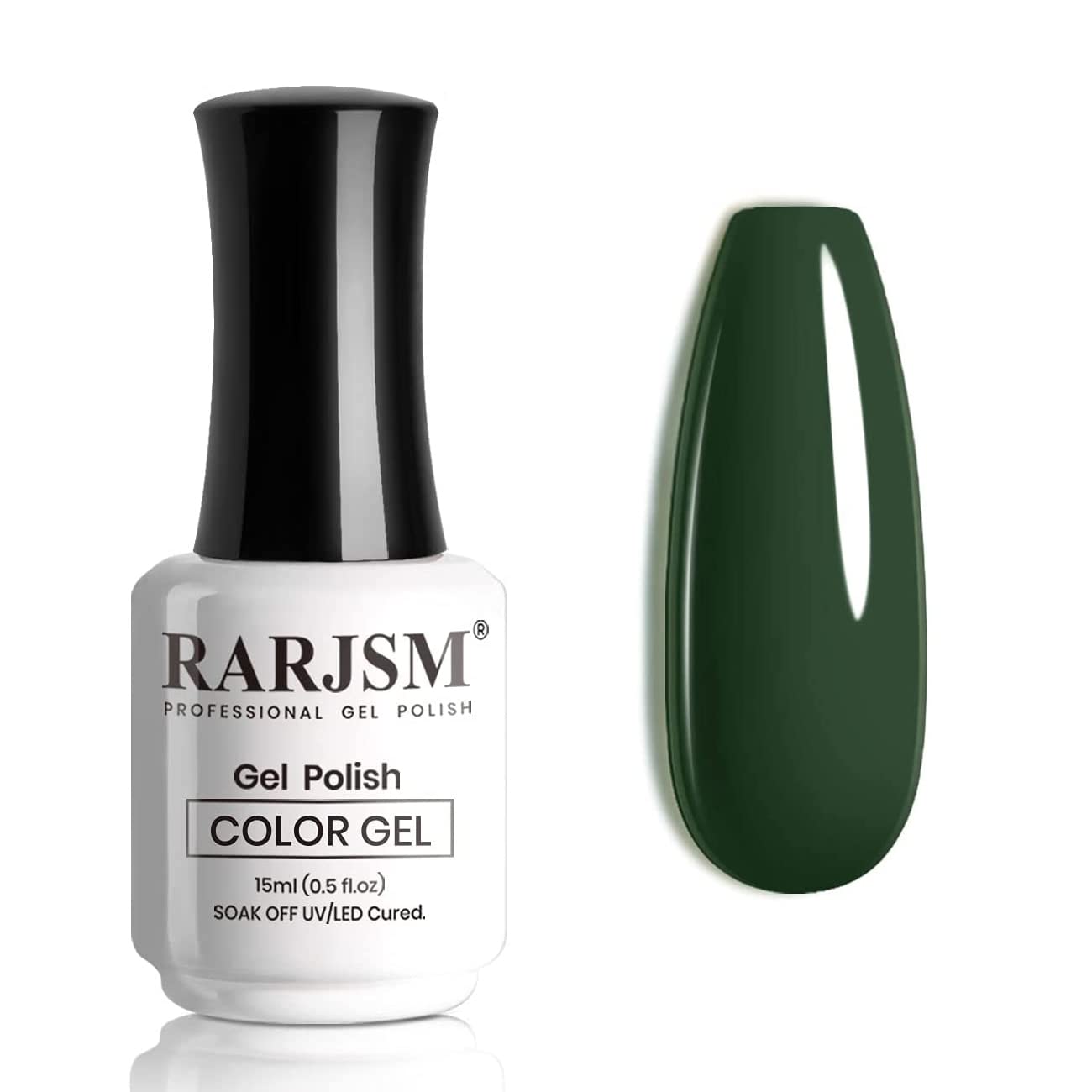 RARJSM Forest Green Gel Nail Polish,Emerald Green Color Gelpolish,Soak off UV LED Lamp Cured Require,Dark Green Gel Nail Polish Pastel,15ml 1Piece Single Bottle for Women DIY French Manicure
