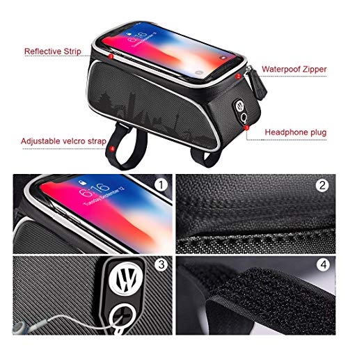 image for uniwood Bike Front Frame Bags Waterproof, Bicycle Handlebar Bag, Top T