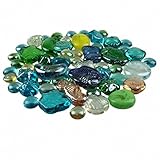 Bilipala Decorative Glass Gems Flat Bottom Fish Marbles For Vases Filler, Table Scatter, Aquarium Decorations, 1 Pound