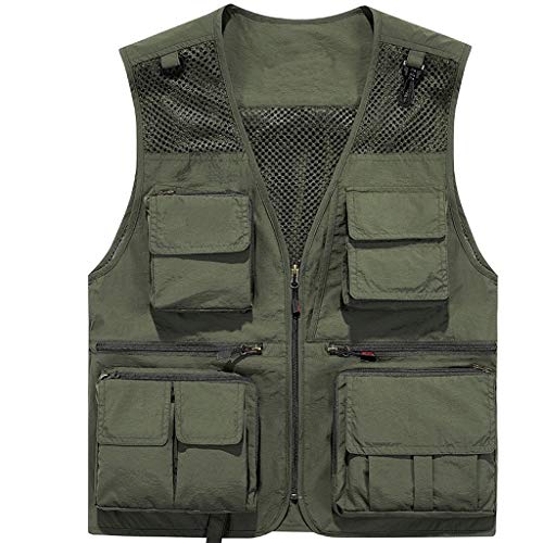 ZXJTX Angelweste Herrenweste Weste Frühling und Sommer-dünne Außen Mesh-Multi-Pocket-Vest Fotografie Angeln Schnell…