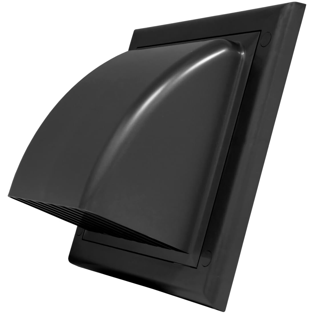 Black Gravity Flap for Ø 100 mm / 4" Round Wall Outlet - Ventilation Duct Cover with Non-Return Shutters and Rear Spigot - Cowled Ducting Air Vent Grille