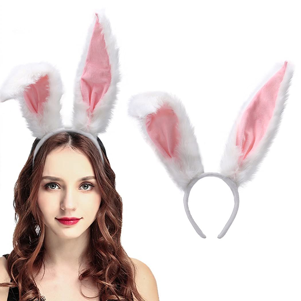 Photo 1 of ***DAMAGED - SEE NOTES/PICTURES***
Aceorna Bunny Ears Headbands Furry Rabbit Ear Headband Party Prom Cosplay Headwear Costume Hair Accessories for Women (White)