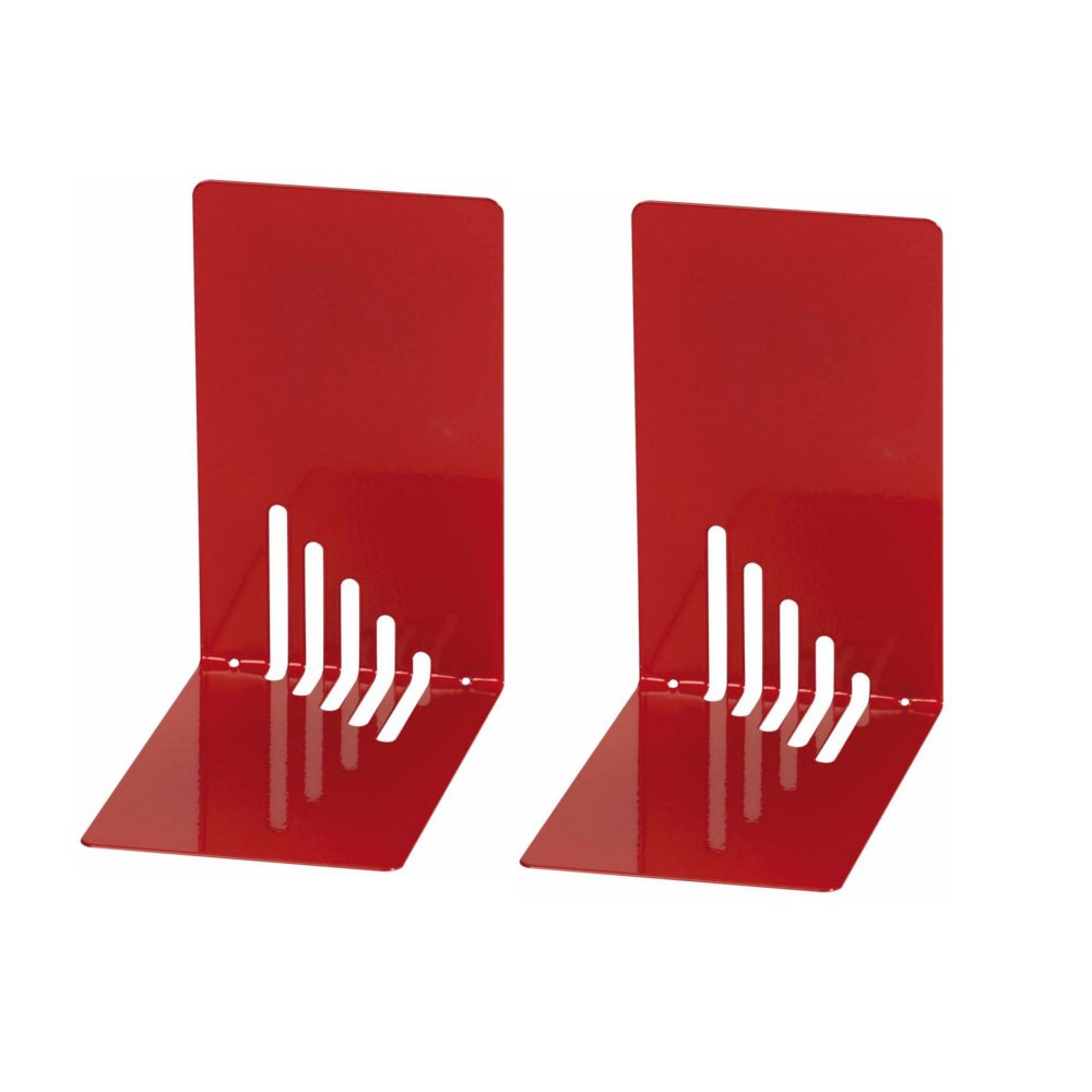 Wedo 1021002 Metal Bookend, 14 x 8.5 x 14 cm, Set of 2, Red