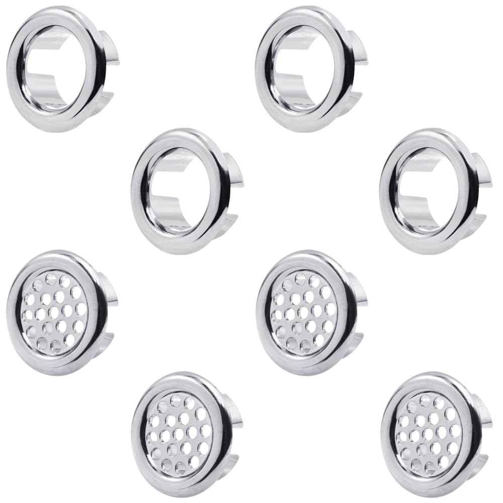 8 Pack Sink Overflow Ring, Sonku Bathroom Kitchen Sink Basin Trim Overflow Cover Hole Insert Cap,Bathroom Accessary Kitchen Bathroom