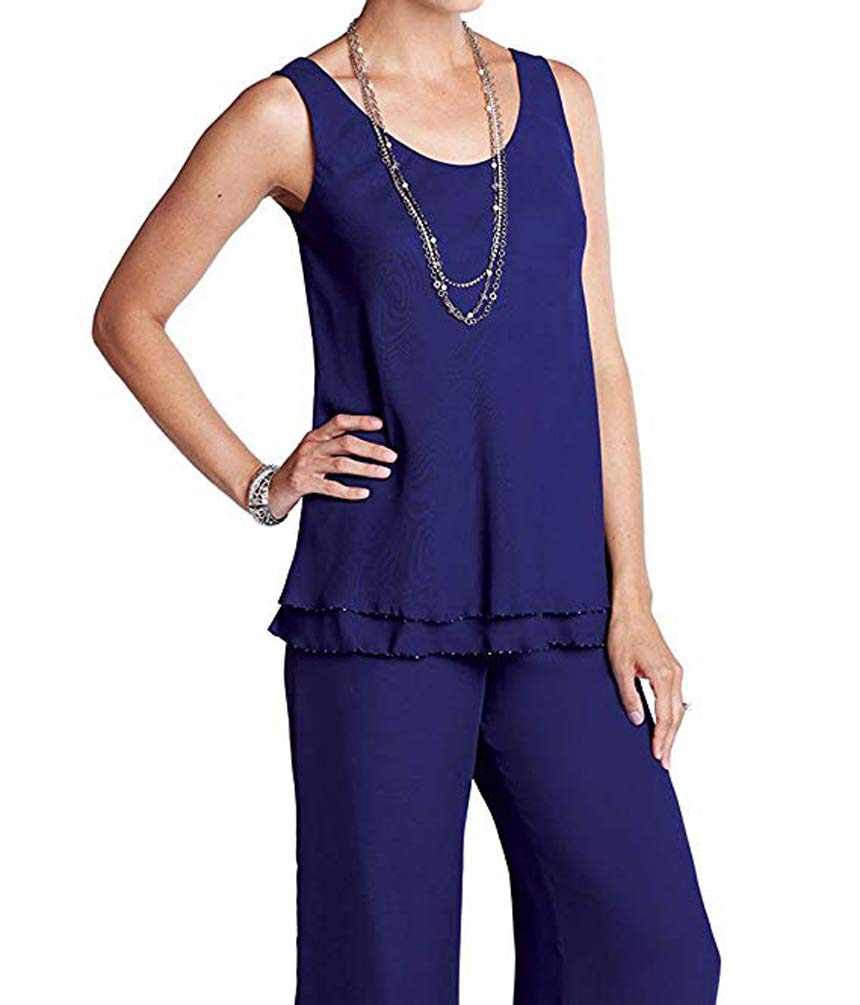 Yulain Women's Pant Suits 3 Pieces With Jacket Mother Of The Bride Dress