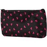 Seadiquiet Red Outdoor Travel Storage Cosmetic Bag,Heart Dot Print Toiletry Wash Organize Multifunctional Makeup Bag,Portable Travel Cosmetic Bag Makeup Case