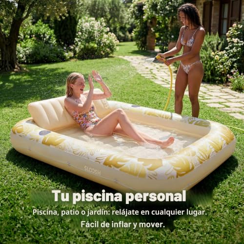 SLOOSH Inflatable Tanning Pool Float, 70"x46" Pool Floats for Adults with Pillow, 4 in 1 Float Tanning Raft, Sunbathing Bed for Sunbathing for Sunbathing for