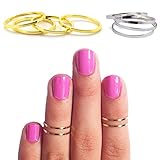 Women's Plain Band Knuckle Midi Stacking Rings, Set of 4 (Silver,Rose Gold Plated, 18k Gold Plated) Stainless Steel - by Silver Phantom Jewelry