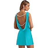 NLQ Satin Mini Homecoming Dresses for Women 2025 Short Backless Pleated Cocktail Prom Gown with Pearl Chain