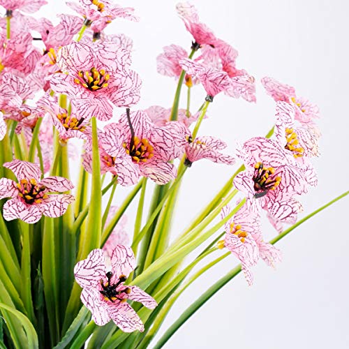 JEMONG 12 Bundles Artificial Flowers Outdoor UV Resistant Fake Flowers