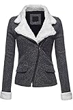 Luna Flower Women's Double Breasted Moto 2Tone French Terry Knit Jackets