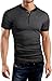 Grin&Bear Slim Fit Henley with Contrast Stitching T-Shirt, Short Sleeve, Charcoal, M, GB145