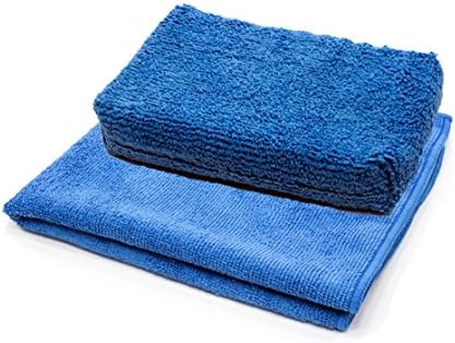 Super Detail Inc Microfiber Sponge Applicator &amp; Plush Microfiber Rag Towel Set – Ultra Soft &amp; Perfect Size – Perfect as Dish Cleaning, Auto Detailing, Wiping Sponge - No Scratches &amp; 100% Lint-Free