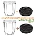 Blendin 2 Pack Short Cup with Black Jar Lid, Fits Original Magic Bullet Blender Juicer 250W MB1001