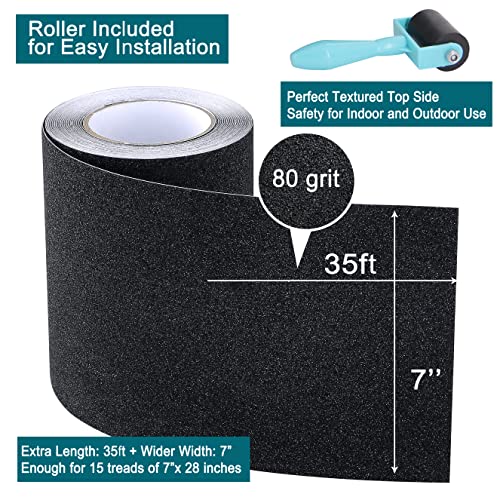 Anti Slip Tape Gray | 4 Inch X 33 FT Roll | Grit 60 Heavy Duty | Waterproof & Durable | For Stairs, Decks, Ramps - View #11
