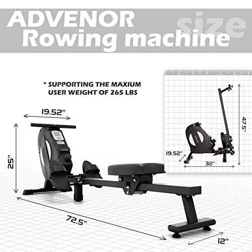 ADVENOR Magnetic Rowing Machine Foldable Rower with LCD Monitor