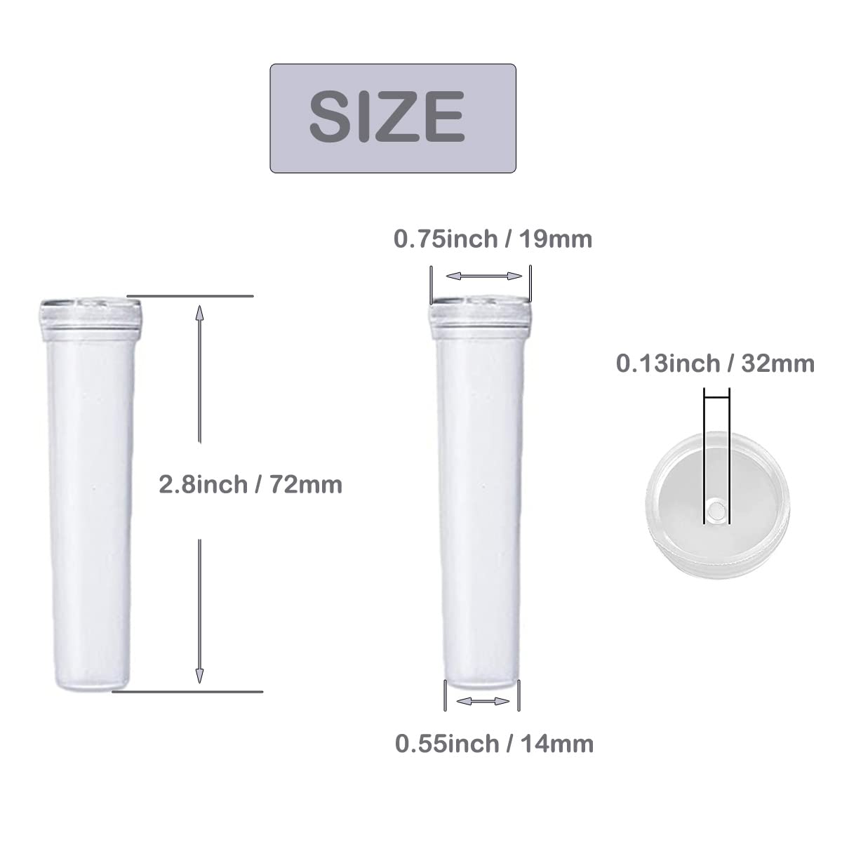 JFFX 20 Pcs Floral Water Tubes 2.8 Inch Clear Plastic Flower Vials with Caps for Flower Arrangement Decoration