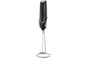 AMZCHEF Milk Frother Handheld with Stand - Battery Operated Electric Handheld Frother for Milk Coffee, Latte, Cappuccino, Matcha, Hot Chocolate (Battery Not Included）